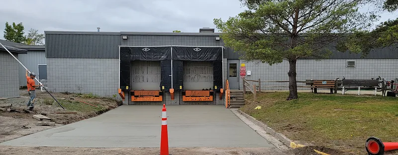 Concrete approach poured at a commercial loading dock